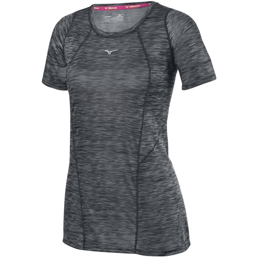 Camiseta Mizuno Running Alpha Vent - Mulher - Pretas - QDGRZ0546